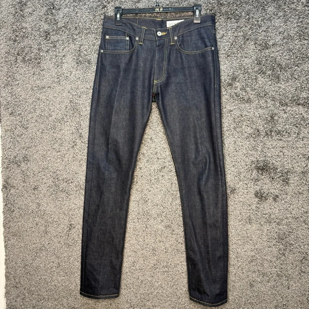 GUSTIN California Raw Skinny Slim Selvedge Jeans Size 32x31 RN 116699 (hemmed)